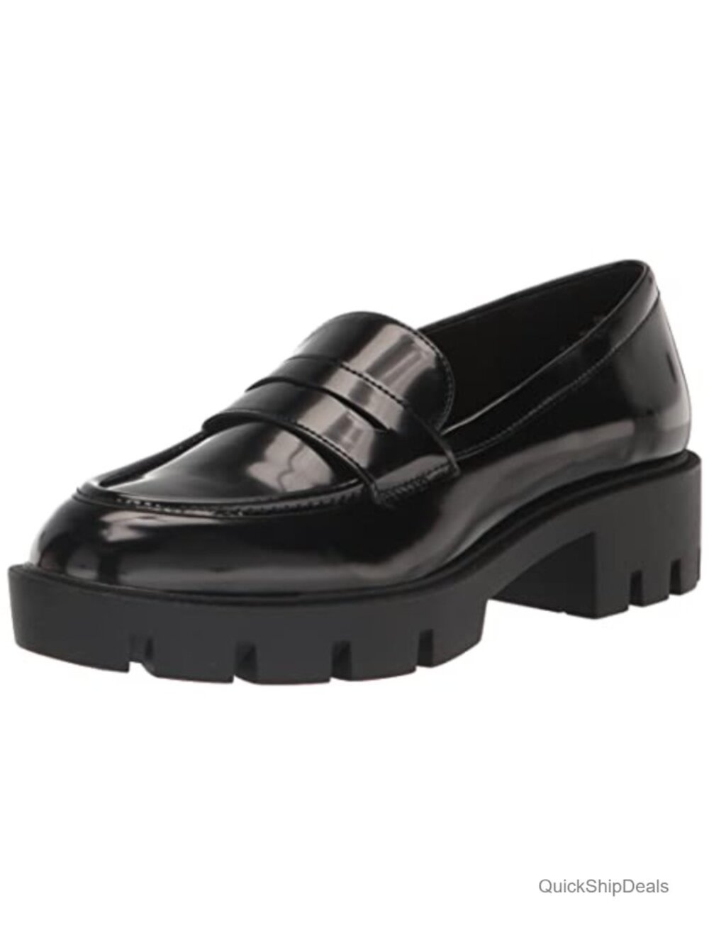 Nine West Maibel3 Slip-On Loafers Faux Leather Almond Toe Block Heel Cushioned
